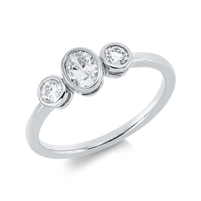 Ring aus 750 Gold Weißgold 3 Diamanten 0,45ct TW-SI B:5,9mm