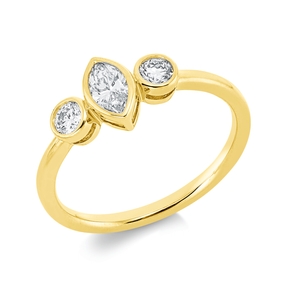 Ring aus 750 Gold Gelbgold 3 Diamanten 0,43ct TW-SI B:7,1mm Ring aus 750 Gold Gelbgold 3 Diamanten 0,43ct TW-SI B:7,1mm