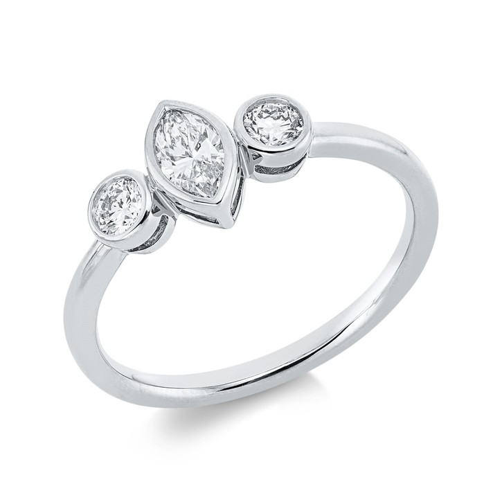 Ring aus 750 Weißgold 3 Brillanten 0.42ct