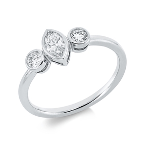 Ring aus 750 Gold Weißgold 3 Diamanten 0,42ct TW-SI B:7,1mm Ring aus 750 Gold Weißgold 3 Diamanten 0,42ct TW-SI B:7,1mm