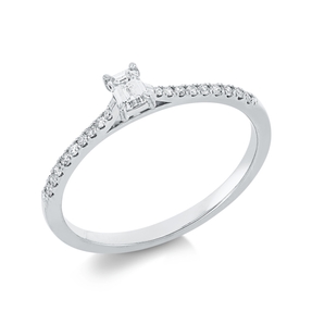 Ring aus 750 Gold Weißgold 19 Diamanten 0,24ct TW-SI B:4mm 4er-Krappe
