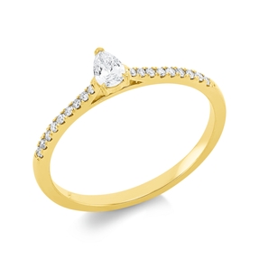Ring aus 750 Gold Gelbgold 19 Diamanten 0,24ct TW-SI B:4,8mm 3er-Krappe
