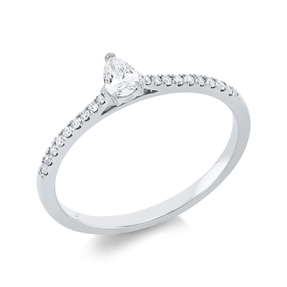 Ring aus 750 Gold Weißgold 19 Diamanten 0,24ct TW-SI B:4,8mm 3er-Krappe