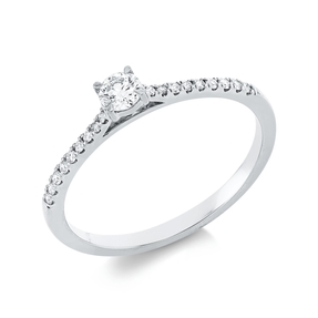 Ring aus 750 Gold Weißgold 19 Diamanten 0,24ct TW-SI B:3,3mm 4er-Krappe Ring aus 750 Gold Weißgold 19 Diamanten 0,24ct TW-SI B:3,3mm 4er-Krappe