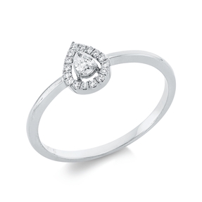 Ring aus 750 Gold Weißgold 17 Diamanten 0,14ct TW-SI B:7,2mm 3er-Krappe