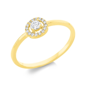 Ring aus 750 Gelbgold 16 Brillanten 0,06ct TW-SI 1 Brillant 0,1ct TW-SI B:6,1mm Ring aus 750 Gelbgold 16 Brillanten 0,06ct TW-SI 1 Brillant 0,1ct TW-SI B:6,1mm