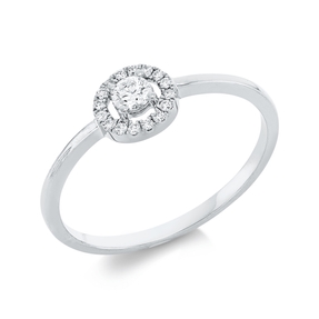 Ring aus 750 Weißgold 16 Brillanten 0,06ct TW-SI 1 Brillant 0,1ct TW-SI B:6,1mm Ring aus 750 Weißgold 16 Brillanten 0,06ct TW-SI 1 Brillant 0,1ct TW-SI B:6,1mm