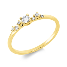 Ring aus 750 Gelbgold 6 Brillanten 0,05ct TW-SI 1 Brillant 0,1ct TW-SI B:3,2mm Ring aus 750 Gelbgold 6 Brillanten 0,05ct TW-SI 1 Brillant 0,1ct TW-SI B:3,2mm