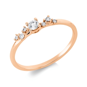 Ring aus 750 Rotgold 6 Brillanten 0,05ct TW-SI 1 Brillant 0,1ct TW-SI B:3,2mm