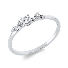 Ring aus 750 Weißgold 6 Brillanten 0,05ct TW-SI 1 Brillant 0,1ct TW-SI B:3,2mm Ring aus 750 Weißgold 6 Brillanten 0,05ct TW-SI 1 Brillant 0,1ct TW-SI B:3,2mm