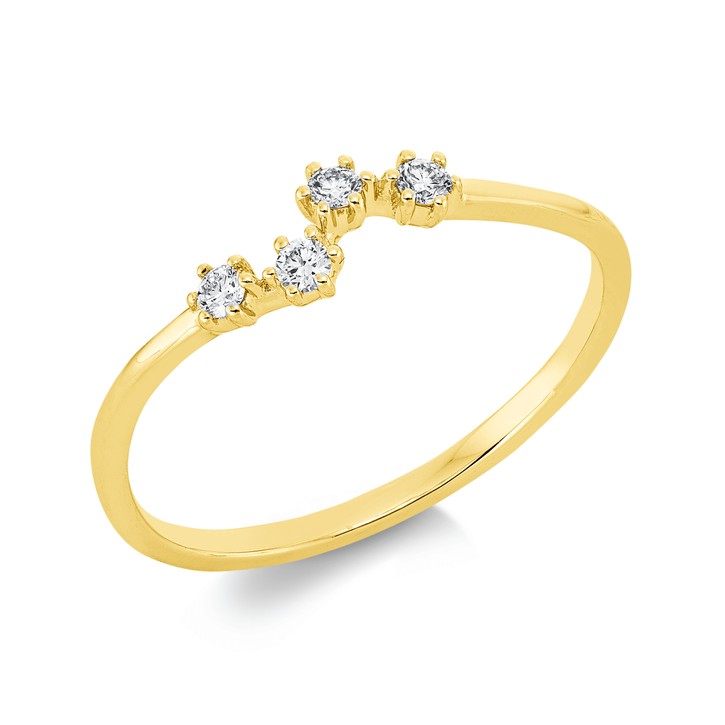 Ring aus 750 Gelbgold 4 Brillanten 0.09ct