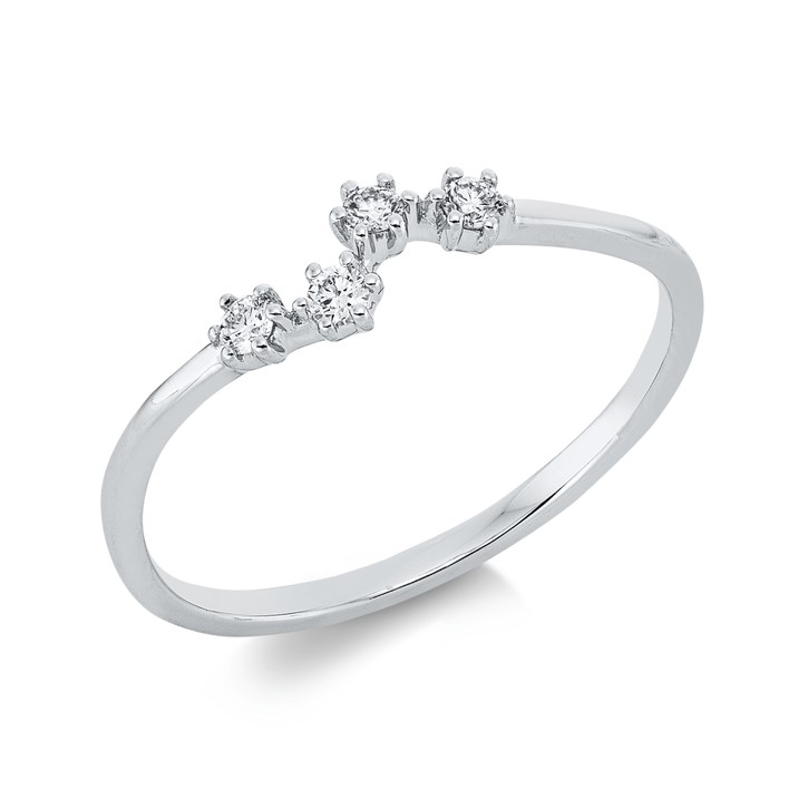 Ring aus 750 Weißgold 4 Brillanten 0.09ct