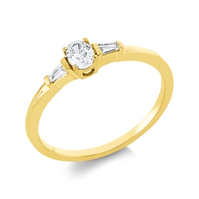 Ring aus 750 Gold Gelbgold 3 Diamanten 0,23ct TW-SI B:4,2mm