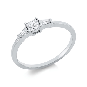 Ring aus 750 Gold Weißgold 3 Diamanten 0,27ct TW-SI B:3,9mm