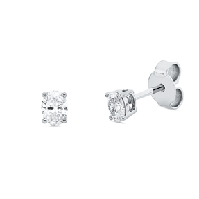 Solitaire Ohrstecker aus 750 Weißgold 2 Diamanten Oval-Schliff 0,38ct TW-SI