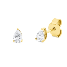 Solitaire Ohrstecker aus 750 Gelbgold 2 Diamanten Tropfen-Schliff 0,38ct TW-SI