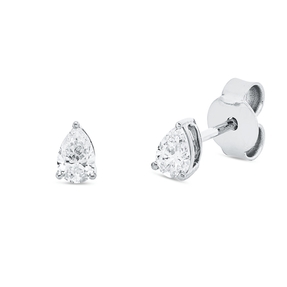 Solitaire Ohrstecker aus 750 Weißgold 2 Diamanten Tropfen-Schliff 0,43ct TW-SI