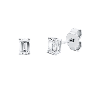 Solitaire Ohrstecker aus 750 Weißgold 2 Diamanten Smaragd-Schliff 0,6ct F-VSI Solitaire Ohrstecker aus 750 Weißgold 2 Diamanten Smaragd-Schliff 0,6ct F-VSI