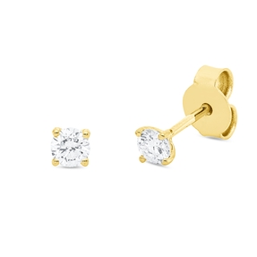 Solitaire Ohrstecker aus 750 Gelbgold 2 Brillanten 0,3ct TW-SI 3,1x3,1mm 4er-Krappe