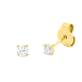 Solitaire Ohrstecker aus 750 Gold Gelbgold 2 Brillanten 0,2ct TW-SI 4er-Krappe