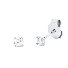 Solitaire Ohrstecker aus 750 Gold Weißgold 2 Brillanten 0,2ct TW-SI 4er-Krappe