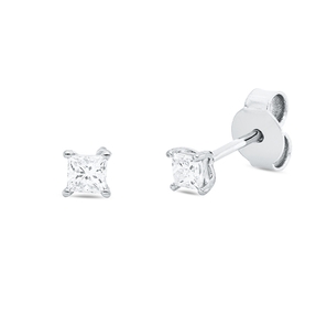 Solitaire Ohrstecker aus 750 Weißgold 2 Diamanten Prinzess-Schliff 0,31ct TW-SI