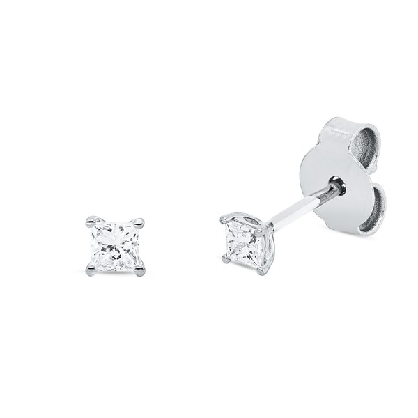 Solitaire Ohrstecker aus 750 Weißgold 2 Diamanten 0.2ct