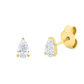 Solitaire Ohrstecker aus 750 Gelbgold 2 Diamanten Tropfen-Schliff 0,48ct TW-SI