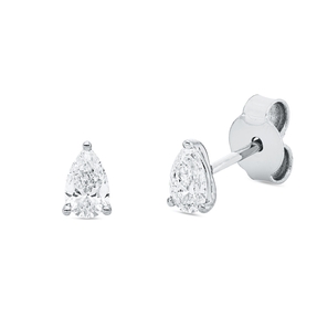 Solitaire Ohrstecker aus 750 Weißgold 2 Diamanten Tropfen-Schliff 0,48ct TW-SI