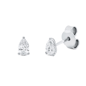 Solitaire Ohrstecker aus 750 Weißgold 2 Diamanten Tropfen-Schliff 0,39ct TW-SI