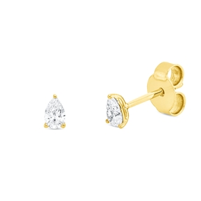 Solitaire Ohrstecker aus 750 Gelbgold 2 Diamanten Tropfen-Schliff 0,28ct TW-SI