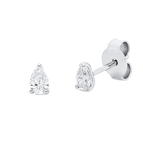 Solitaire Ohrstecker aus 750 Weißgold 2 Diamanten Tropfen-Schliff 0,28ct TW-SI