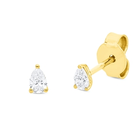 Solitaire Ohrstecker 750 Gelbgold 2 Diamanten Tropfen-Schliff 0,2ct TW-SI 4,2x2,8mm