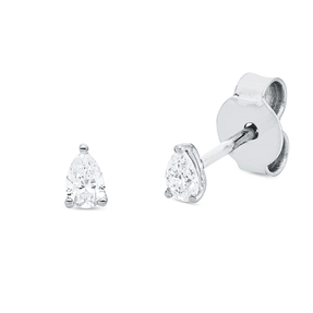 Solitaire Ohrstecker aus 750 Weißgold 2 Diamanten Tropfen-Schliff 0,2ct TW-SI