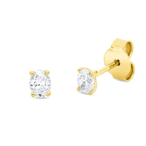 Solitaire Ohrstecker aus 750 Gelbgold 2 Diamanten Oval-Schliff 0,36ct TW-SI 4x3mm