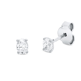 Solitaire Ohrstecker aus 750 Weißgold 2 Diamanten Oval-Schliff 0,36ct TW-SI 4x3mm