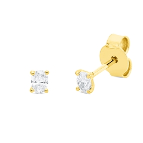 Solitaire Ohrstecker 750 Gelbgold 2 Diamanten Oval-Schliff 0,18ct TW-SI 3,2x2,5mm