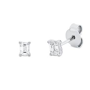 Solitaire Ohrstecker aus 750 Weißgold 2 Diamanten Smaragd-Schliff 0,48ct TW-SI Solitaire Ohrstecker aus 750 Weißgold 2 Diamanten Smaragd-Schliff 0,48ct TW-SI