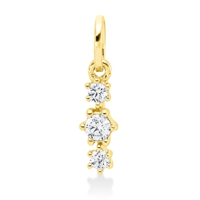 Anhänger aus 750 Gold Gelbgold 3 Brillanten 0,1ct TW-SI 12,7x3,4mm mit Öse