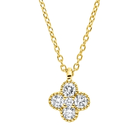 Collier aus 750 Gelbgold 4 Brillanten 0,17ct TW-SI 1 Brillant 0,01ct TW-SI L:45cm