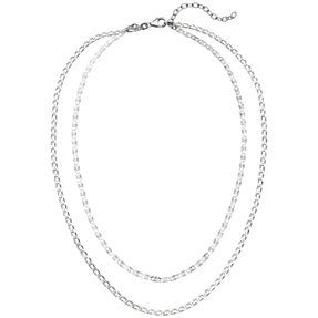 Halskette Collier 2-reihig aus 925 Silber Sterlingsilber rhodiniert 40-45cm