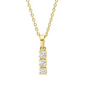 Collier aus 750 Gold Gelbgold 3 Brillanten 0,11ct TW-SI L:45cm