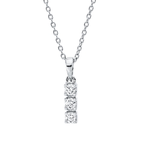 Collier aus 750 Gold Weißgold 3 Brillanten 0,11ct TW-SI L:45cm