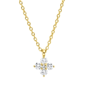 Collier aus 750 Gelbgold 4 Brillanten 0,14ct TW-SI 1 Brillant 0,01ct TW-SI L:45cm
