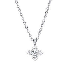 Collier aus 750 Weißgold 4 Brillanten 0,14ct TW-SI 1 Brillant 0,01ct TW-SI L:45cm
