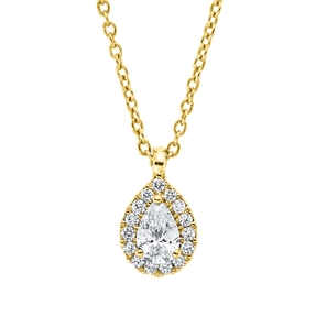 Collier aus 750 Gold Gelbgold 16 Diamanten 0,2ct TW-SI L:45cm 3er-Krappe