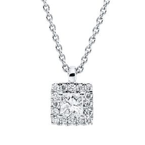 Collier aus 750 Gold Weißgold 17 Diamanten 0,2ct TW-SI L:45cm