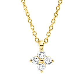 Collier aus 750 Gold Gelbgold 4 Brillanten 0,1ct TW-SI L:45cm