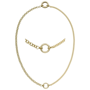 Halskette Collier Erbskette & Panzerkette aus 925 Silber vergoldet 43cm