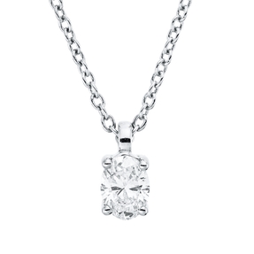 Solitaire Collier aus 750 Weißgold Diamant Oval-Schliff 0,19ct TW-SI L:45cm